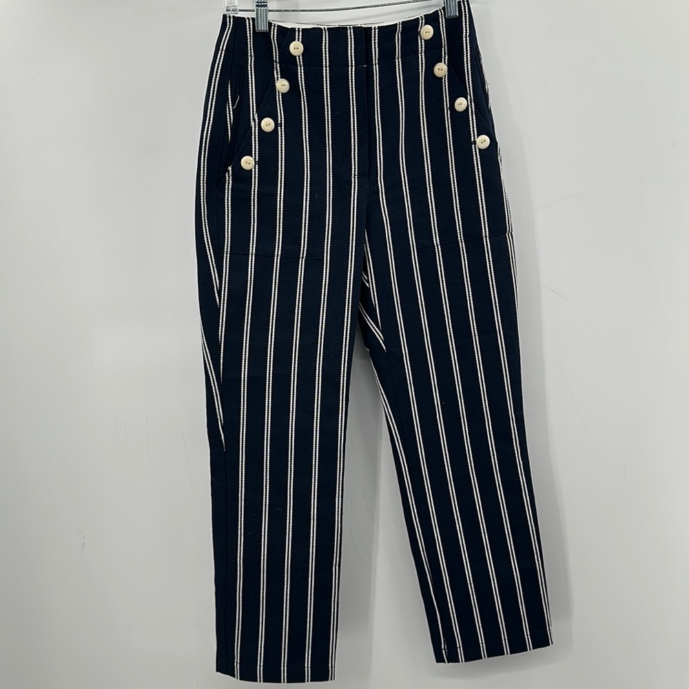 New J. Crew Sailor Pant In Stripe Blue Women’s Size 4 NWT